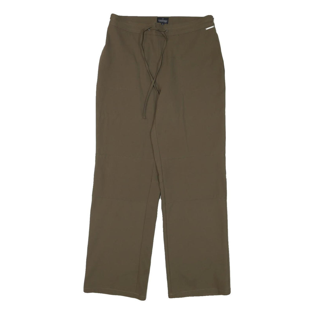 TRUSSARDI Womens Polyester Blend Olive Relaxed Wide Leg Trousers W30 L29