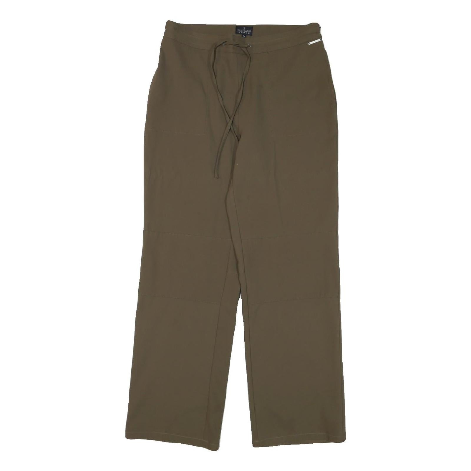TRUSSARDI Womens Polyester Blend Olive Relaxed Wide Leg Trousers W30 L29