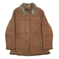 UTEX DESIGN Womens Brown Faux Suede Button Jacket L Acrylic Blend Faux Fur Trim