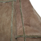UTEX DESIGN Womens Brown Faux Suede Button Jacket L Acrylic Blend Faux Fur Trim