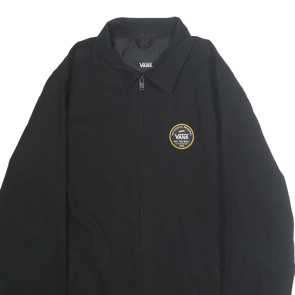 VANS Mens Black Cotton Jacket S Plain Zip Closure Classic Fit