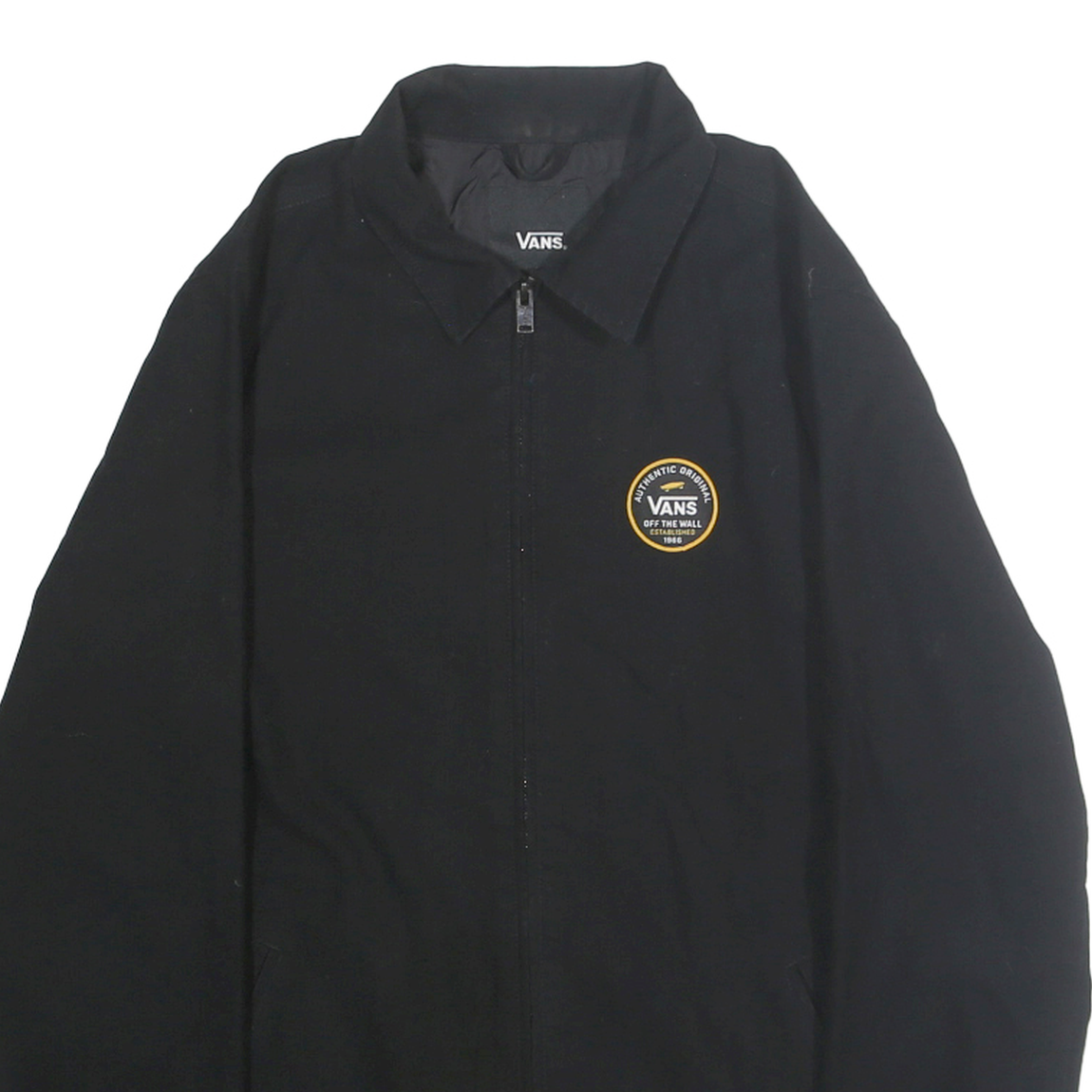 VANS Mens Black Cotton Jacket S Plain Zip Closure Classic Fit