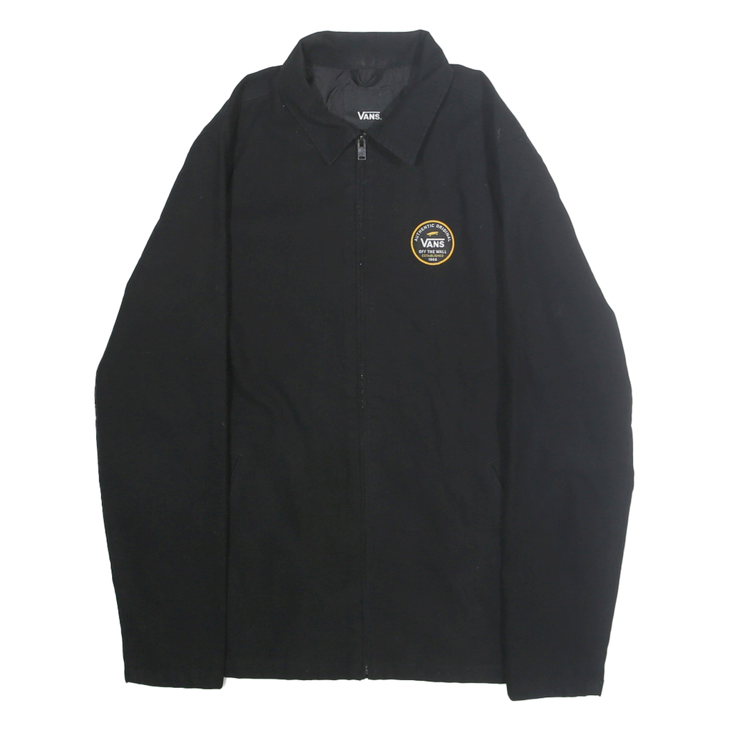 VANS Mens Black Cotton Jacket S Plain Zip Closure Classic Fit