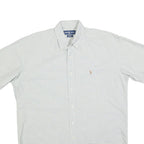 RALPH LAUREN Mens White & Green Checked Shirt M Cotton Blend Button Shirt