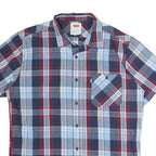 LEVI'S Mens Blue & Red Check Shirt L Cotton Casual Summer Button Pocket