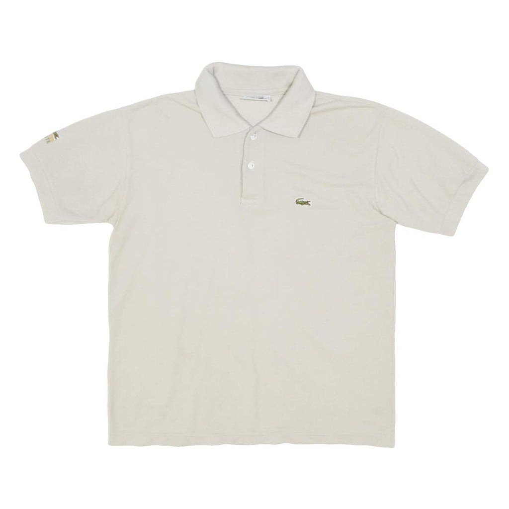 LACOSTE Mens Cream Short Sleeve Plain Polo Shirt M Classic Cotton Casual