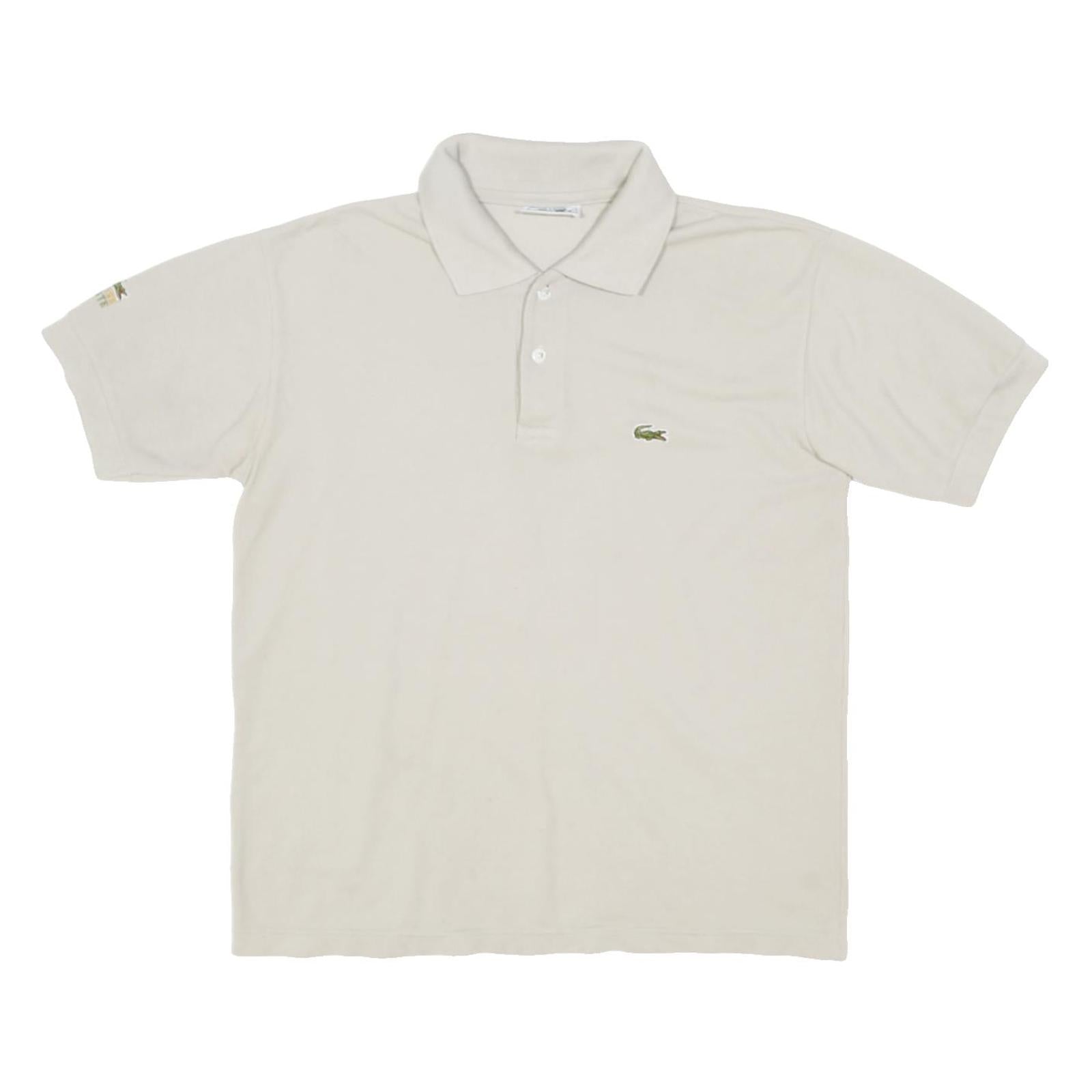 LACOSTE Mens Cream Short Sleeve Plain Polo Shirt M Classic Cotton Casual
