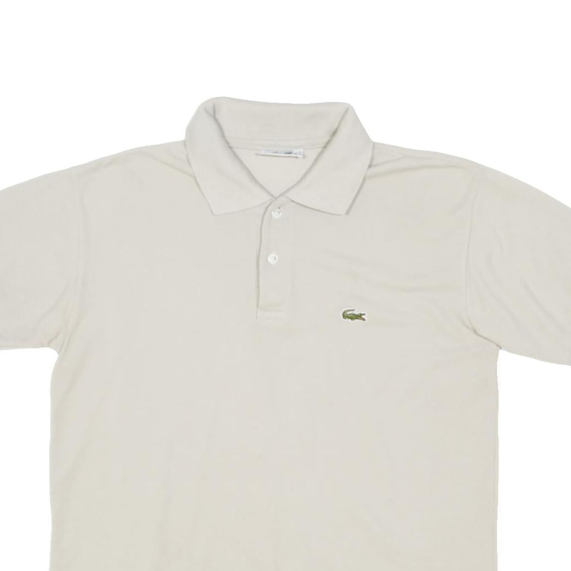 LACOSTE Mens Cream Short Sleeve Plain Polo Shirt M Classic Cotton Casual