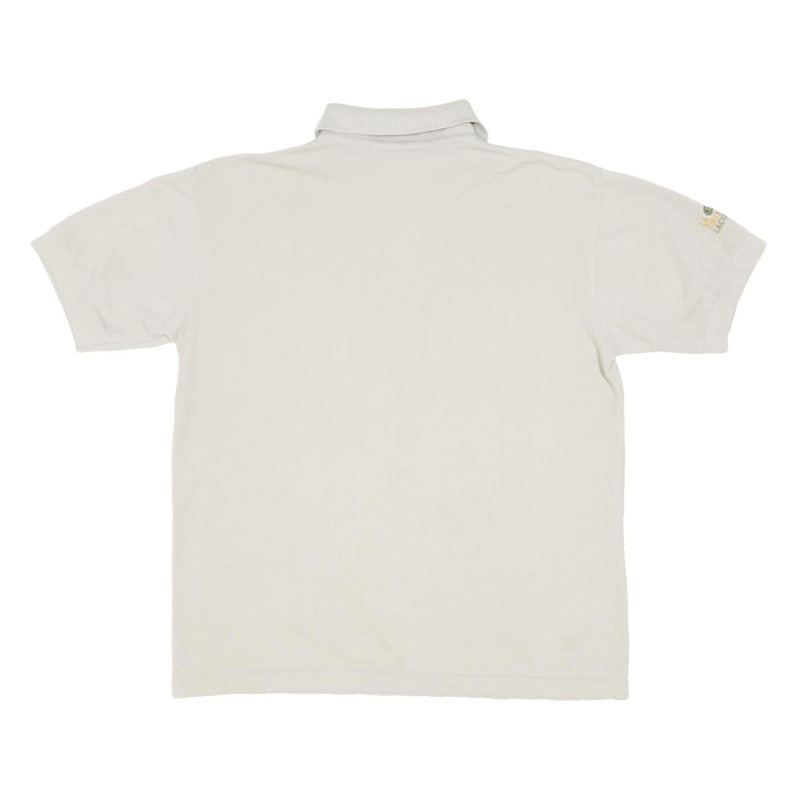 LACOSTE Mens Cream Short Sleeve Plain Polo Shirt M Classic Cotton Casual