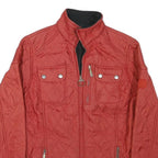 BARBOUR Womens Red Quilted Jacket S Polyester Blend Zip Pocket Detail