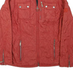 BARBOUR Womens Red Quilted Jacket S Polyester Blend Zip Pocket Detail