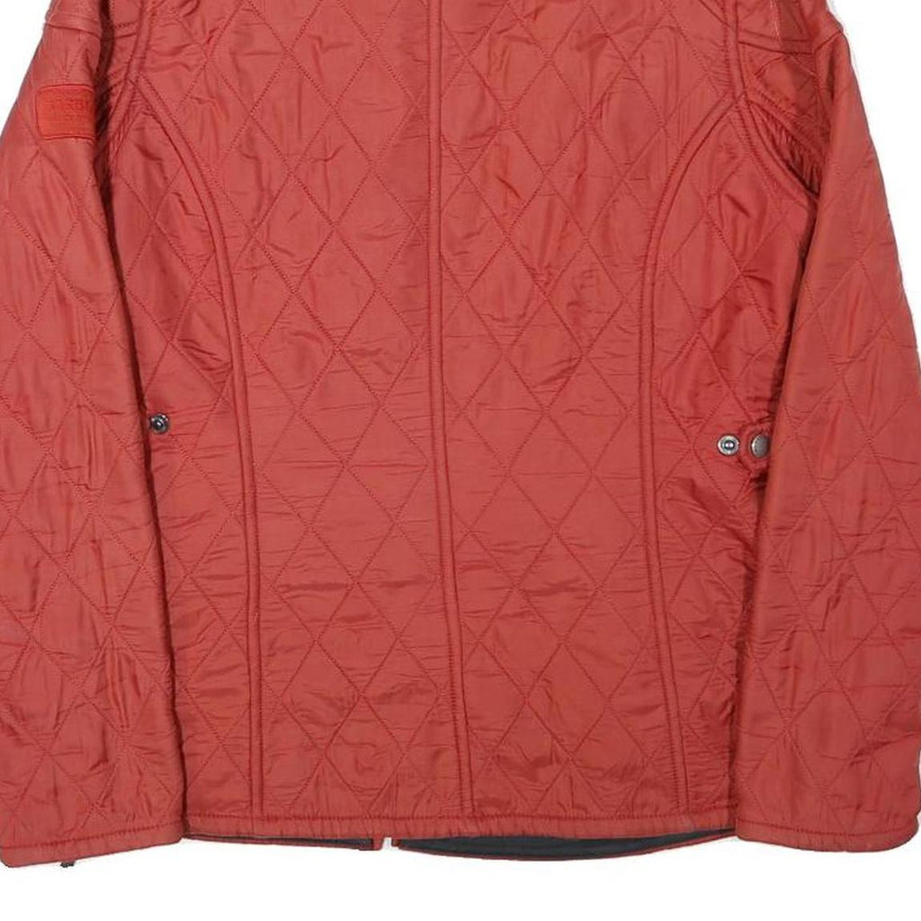 BARBOUR Womens Red Quilted Jacket S Polyester Blend Zip Pocket Detail