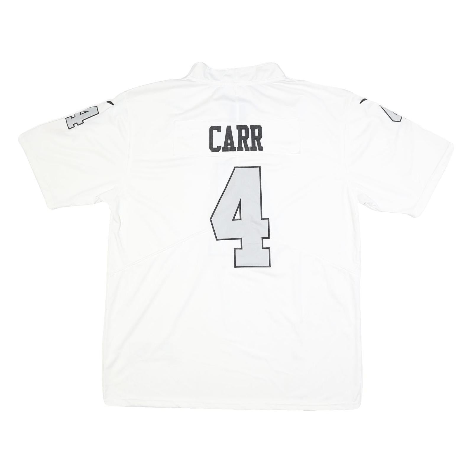 NIKE Mens White NFL Graphic T-Shirt XL Short Sleeve V-Neck Carr 4 Number