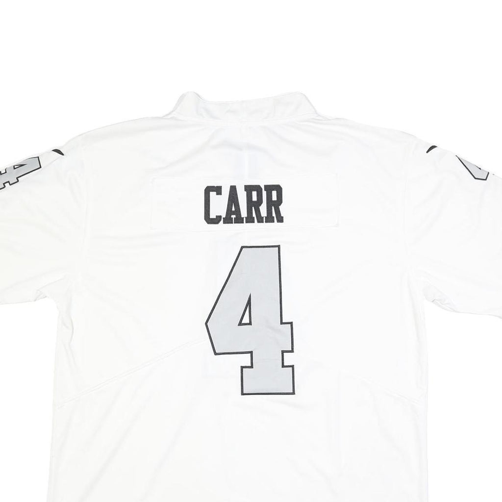 NIKE Mens White NFL Graphic T-Shirt XL Short Sleeve V-Neck Carr 4 Number