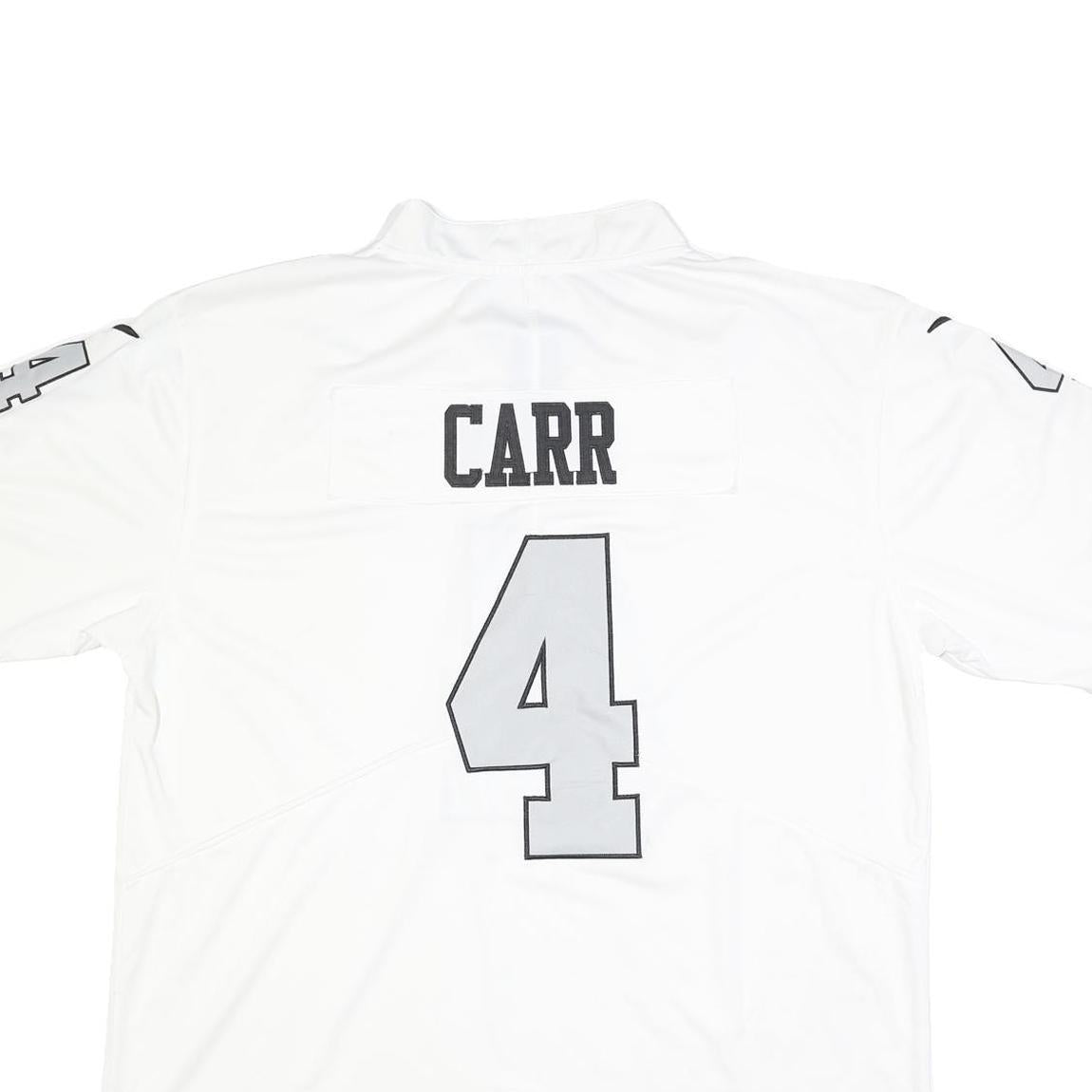 NIKE Mens White NFL Graphic T-Shirt XL Short Sleeve V-Neck Carr 4 Number