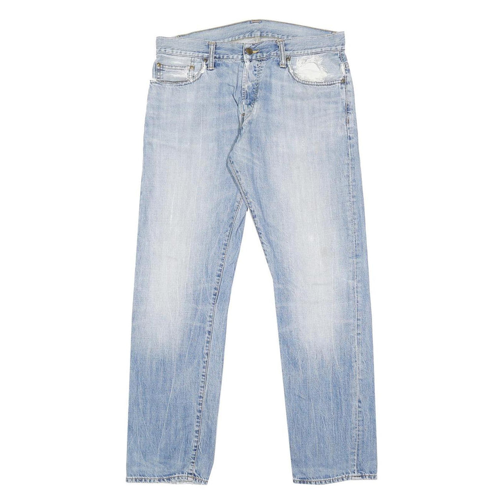 CARHARTT Mens Regular Light Blue Denim Jeans W32 L32 Button Closure Cotton