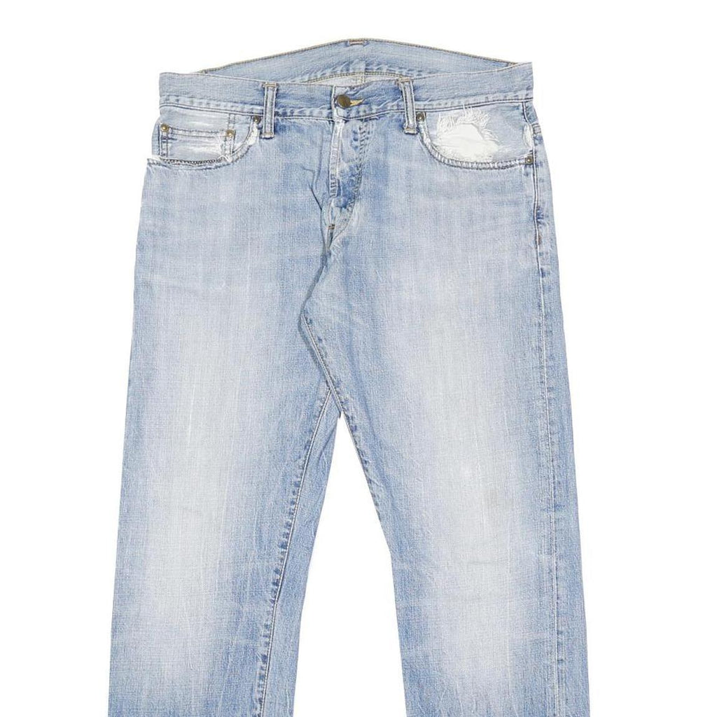 CARHARTT Mens Regular Light Blue Denim Jeans W32 L32 Button Closure Cotton