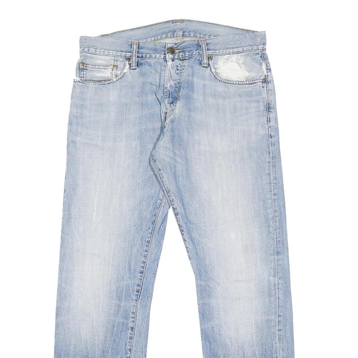 CARHARTT Mens Regular Light Blue Denim Jeans W32 L32 Button Closure Cotton