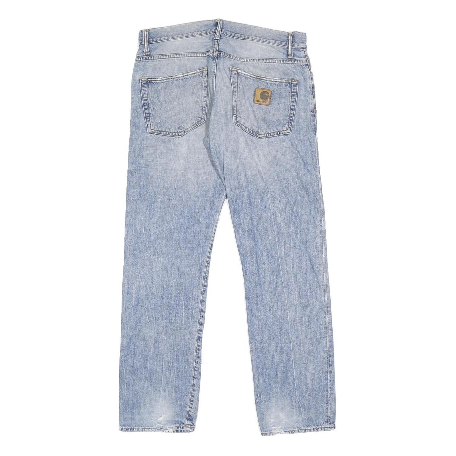 CARHARTT Mens Regular Light Blue Denim Jeans W32 L32 Button Closure Cotton