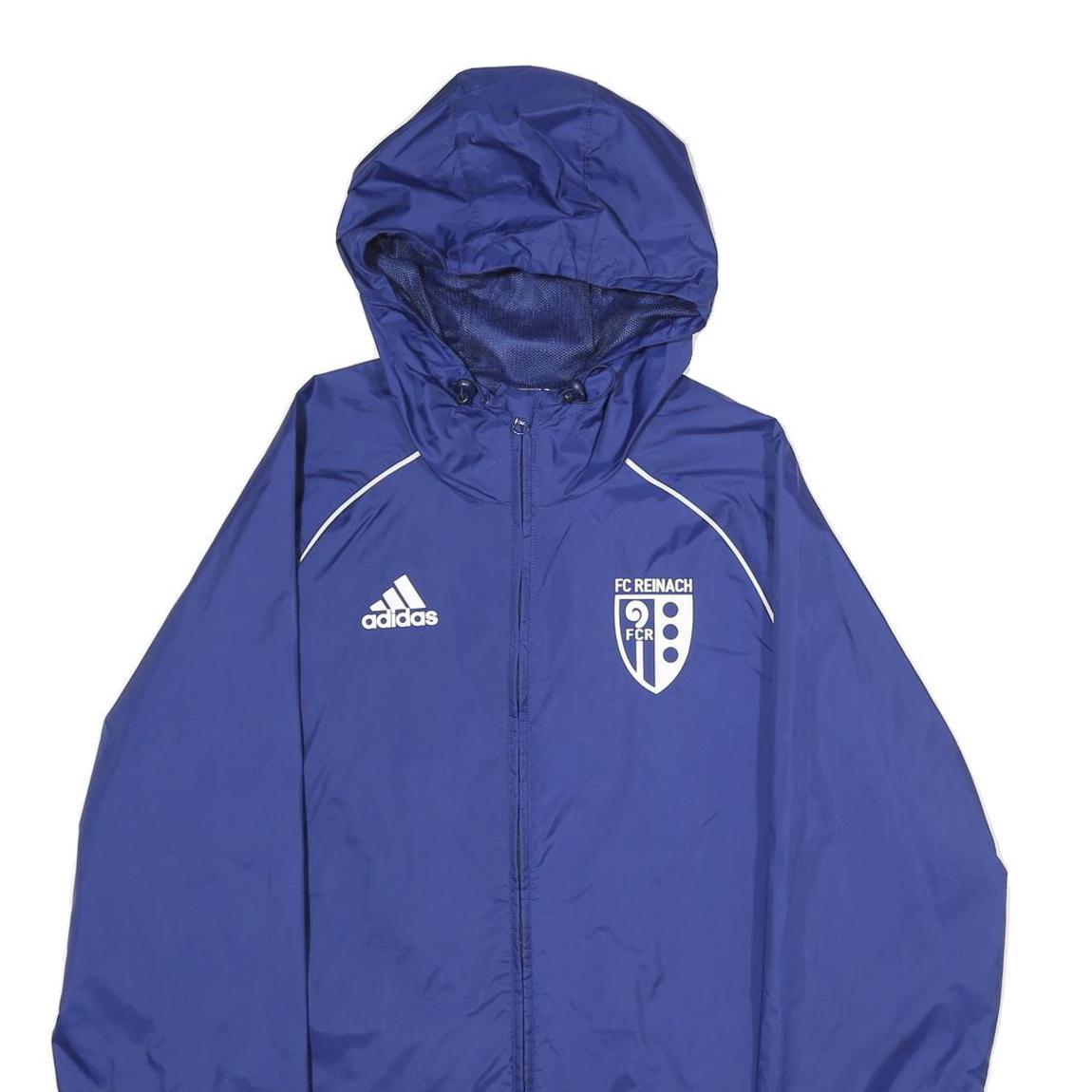 ADIDAS Mens Blue FC Reinach Zip Hooded Polyamide Track Jacket S Lightweight