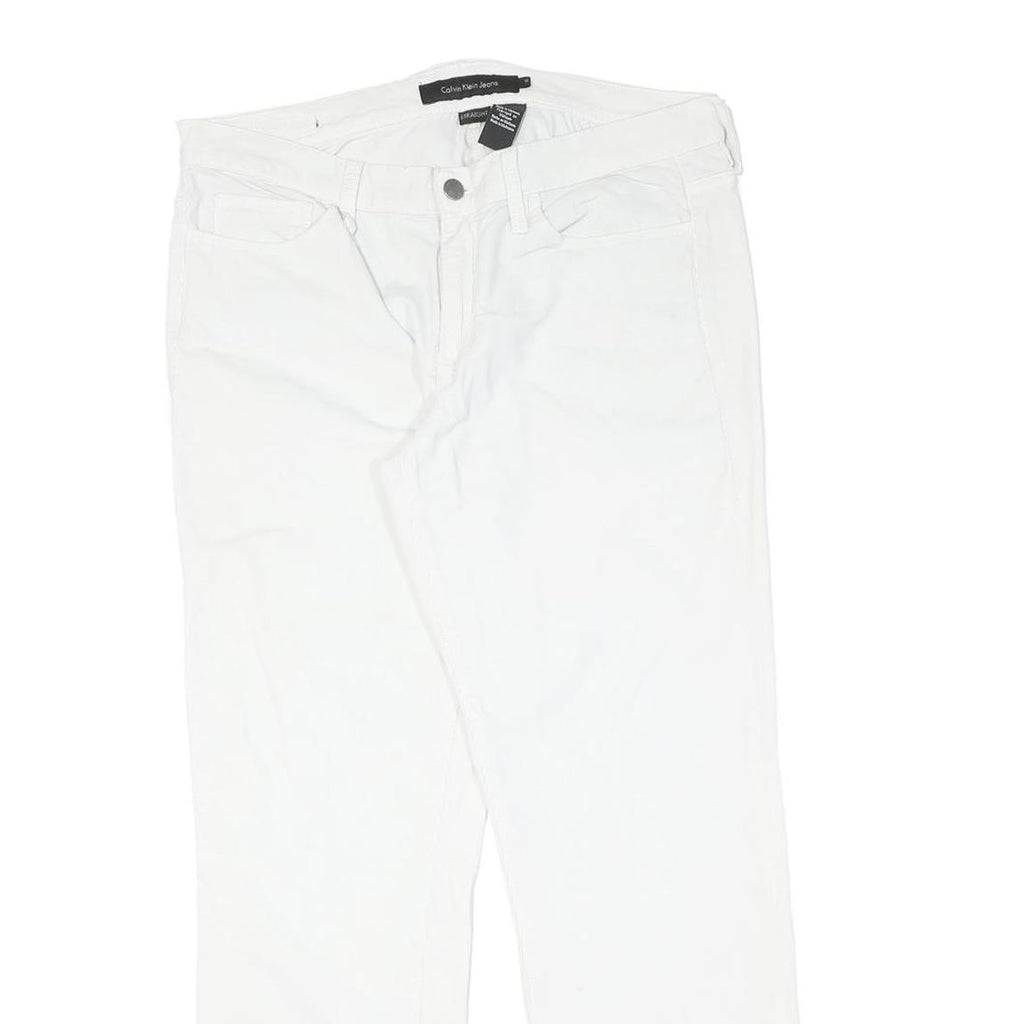 CALVIN KLEIN JEANS Womens Cotton White Regular Straight Trousers W34 L29