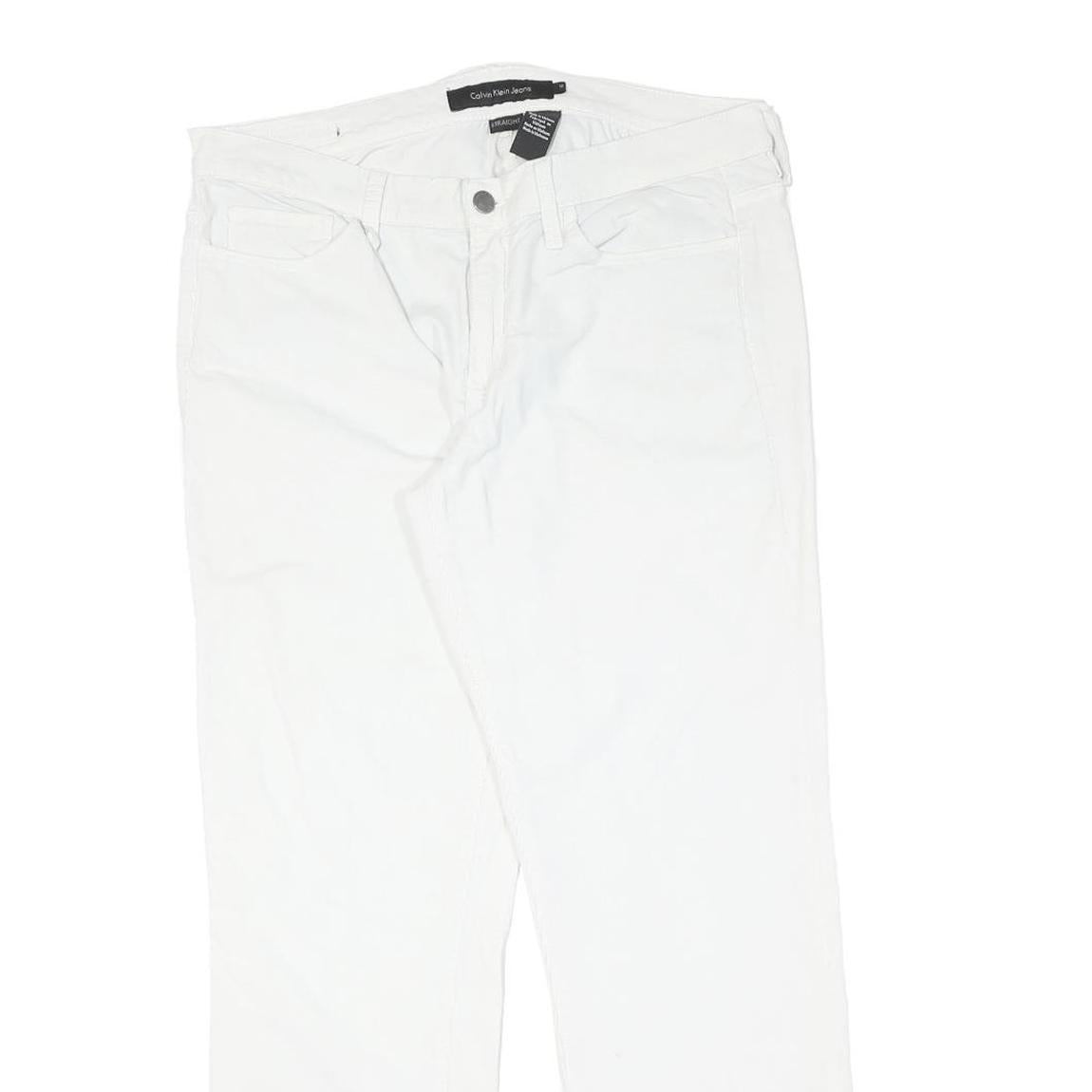 CALVIN KLEIN JEANS Womens Cotton White Regular Straight Trousers W34 L29
