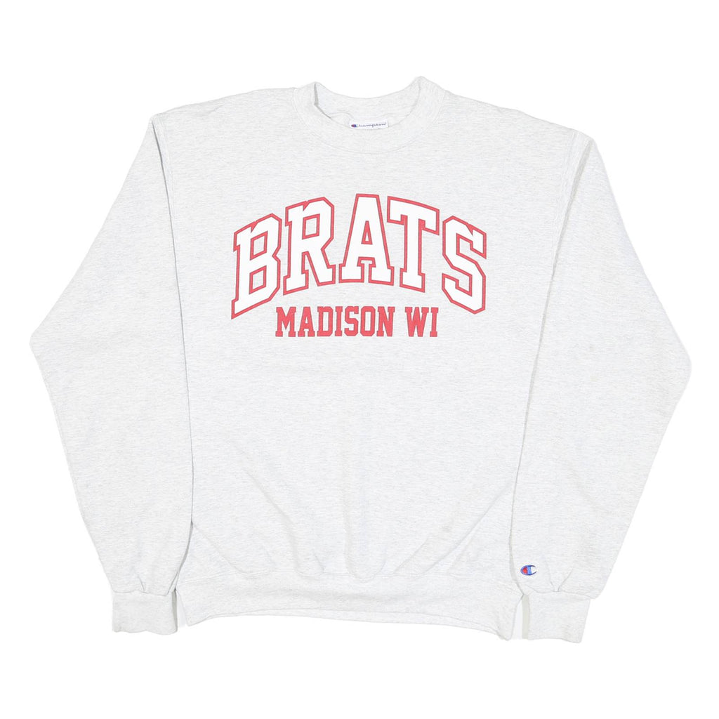 CHAMPION Mens Grey Brats Madison WI Crew Neck M Cotton Sweatshirt Casual