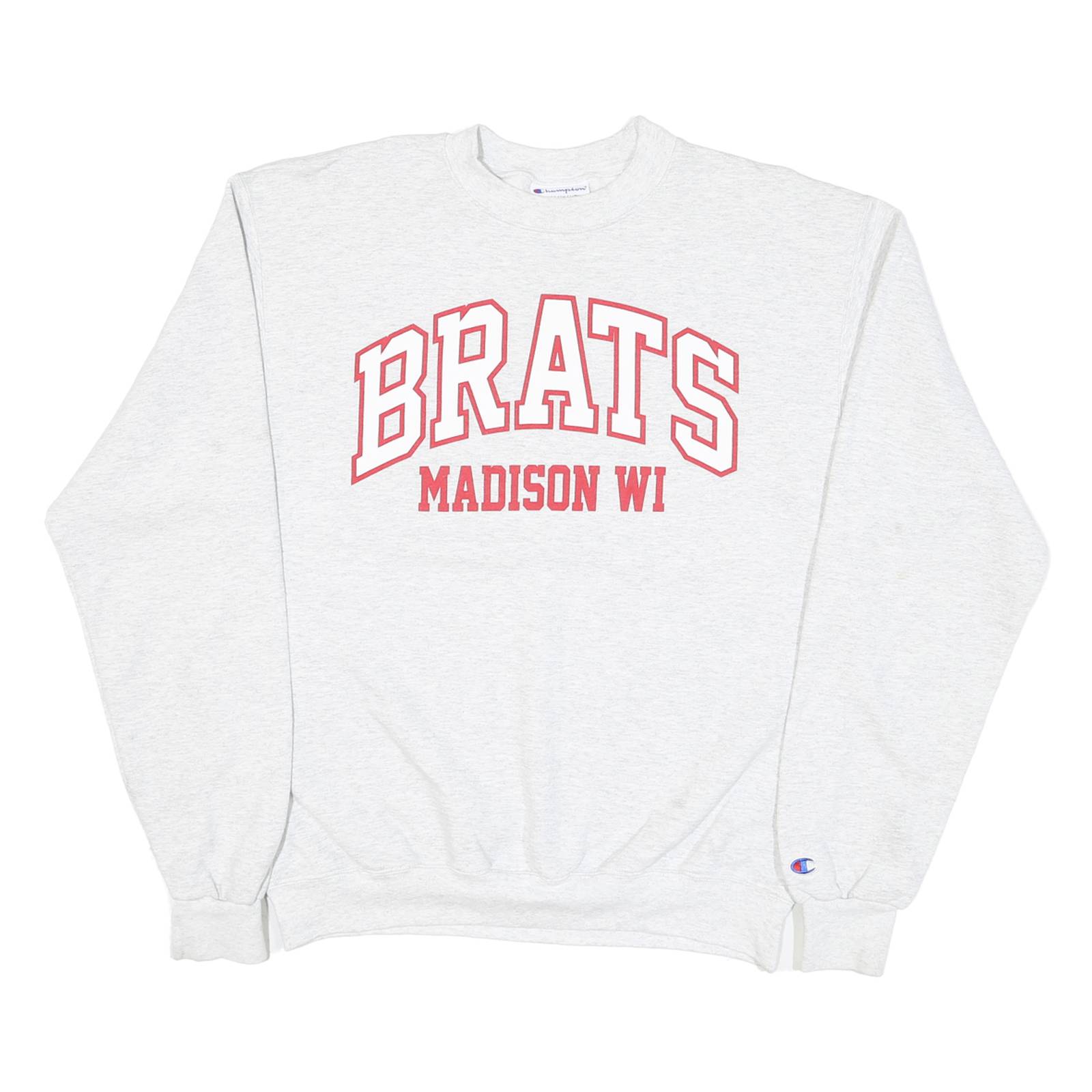 CHAMPION Mens Grey Brats Madison WI Crew Neck M Cotton Sweatshirt Casual