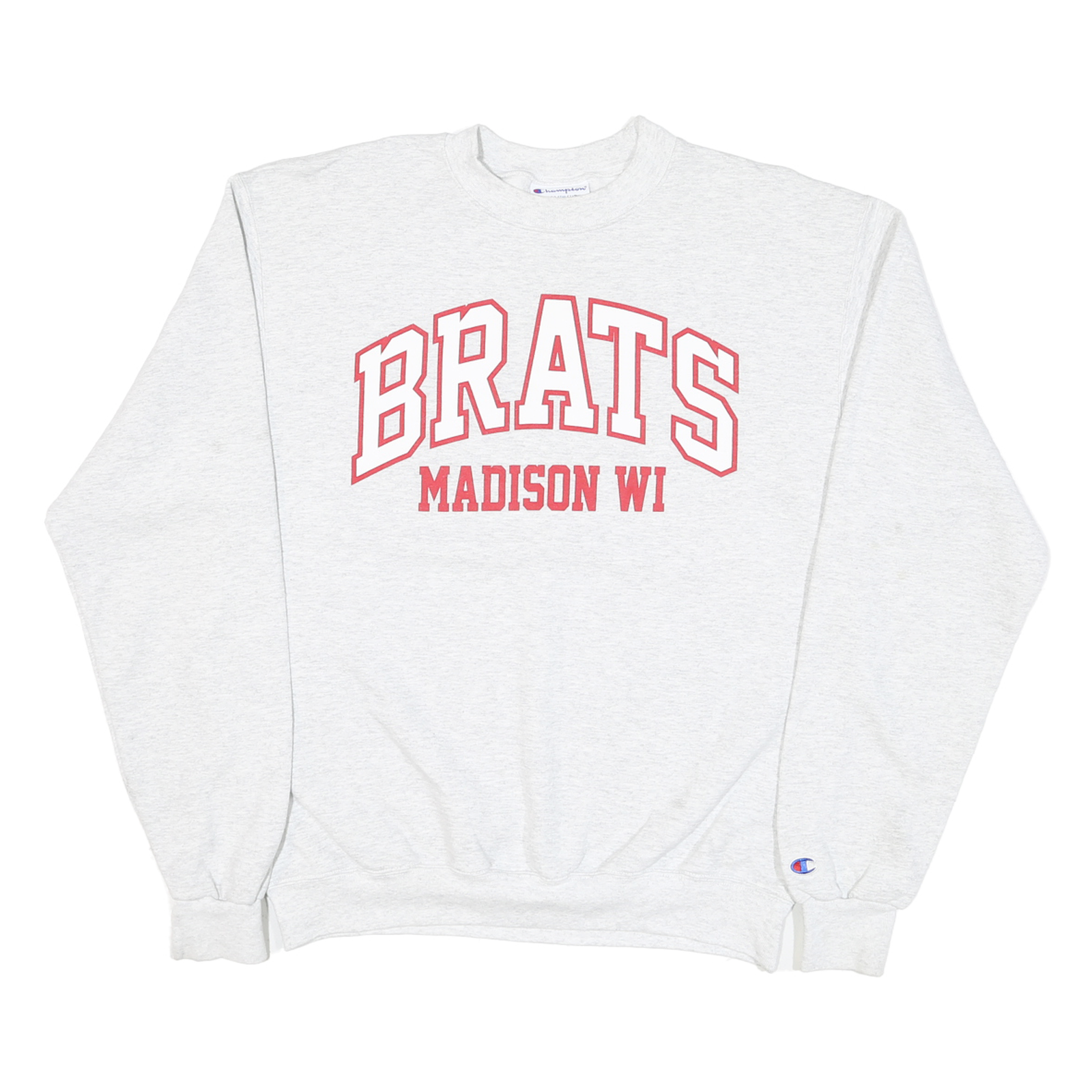 CHAMPION Mens Grey Brats Madison WI Crew Neck M Cotton Sweatshirt Casual