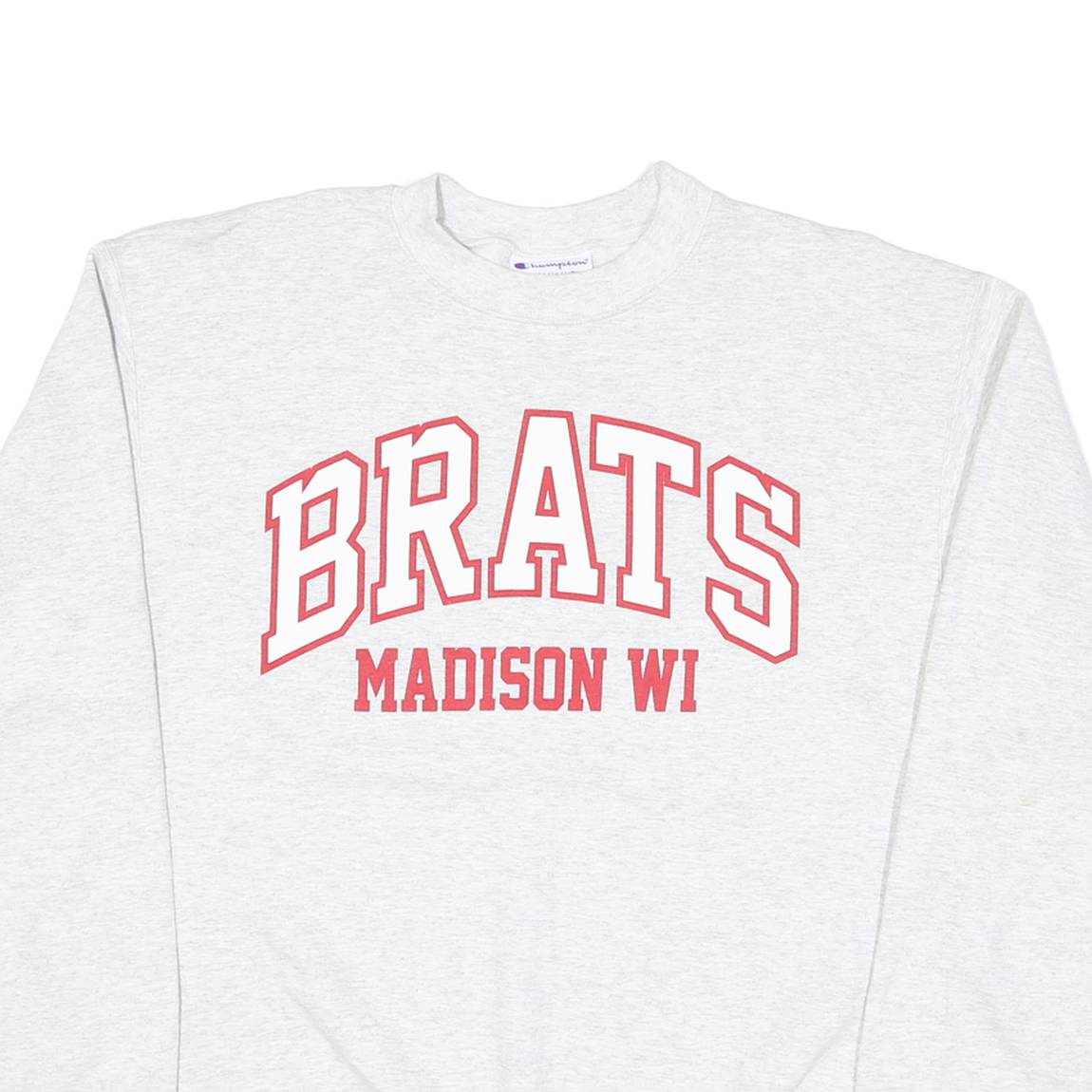 CHAMPION Mens Grey Brats Madison WI Crew Neck M Cotton Sweatshirt Casual