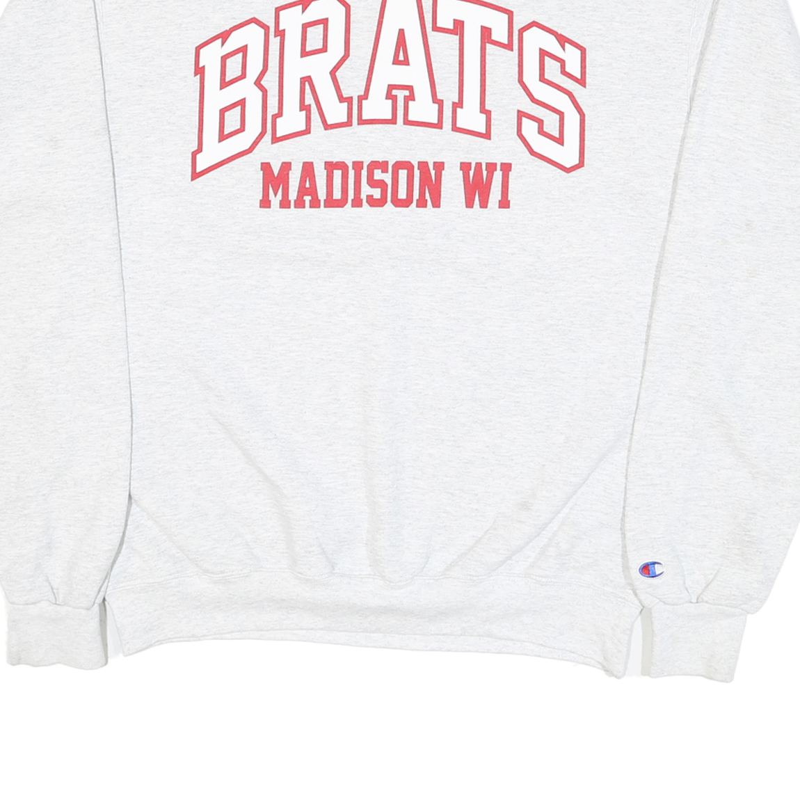 CHAMPION Mens Grey Brats Madison WI Crew Neck M Cotton Sweatshirt Casual