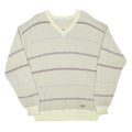 JOCKEY Mens Cream Patterned Acrylic Blend Jumper V-Neck Basic Knit L Casual Wear