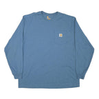 CARHARTT Mens Blue Long Sleeve Crew Neck Pocket T-Shirt XL Cotton Blend