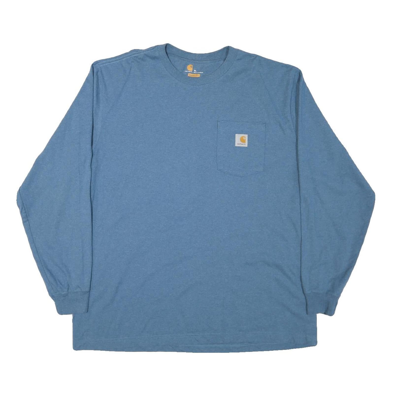 CARHARTT Mens Blue Long Sleeve Crew Neck Pocket T-Shirt XL Cotton Blend