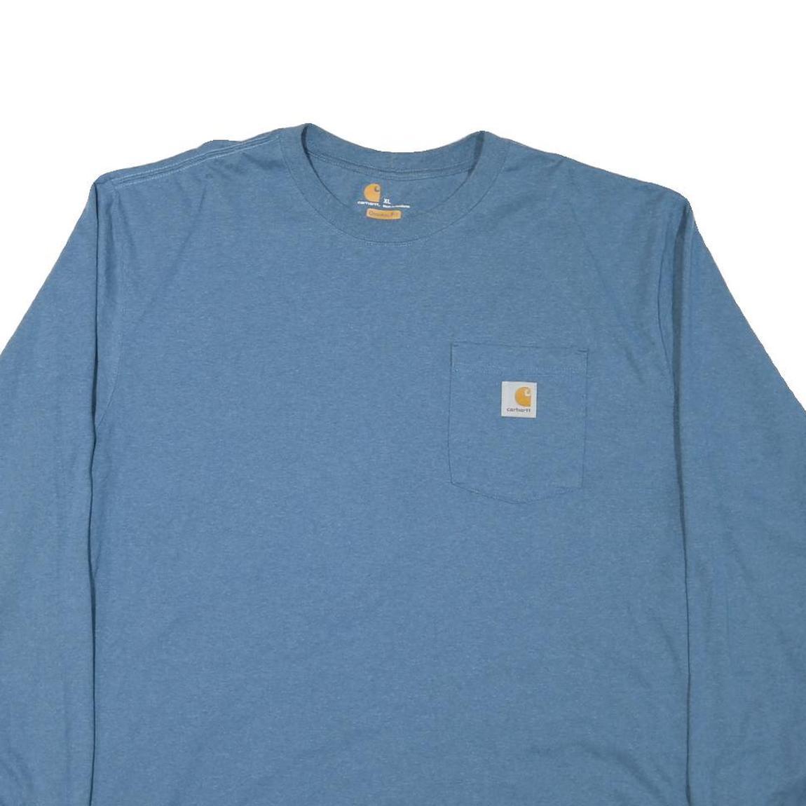 CARHARTT Mens Blue Long Sleeve Crew Neck Pocket T-Shirt XL Cotton Blend
