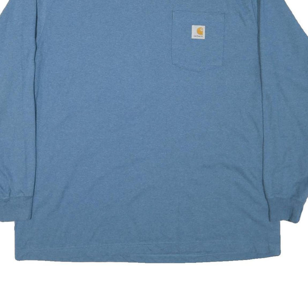 CARHARTT Mens Blue Long Sleeve Crew Neck Pocket T-Shirt XL Cotton Blend