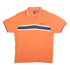 CHAPS RALPH LAUREN Mens Orange Navy & White Stripe Short Sleeve Polo Shirt XL