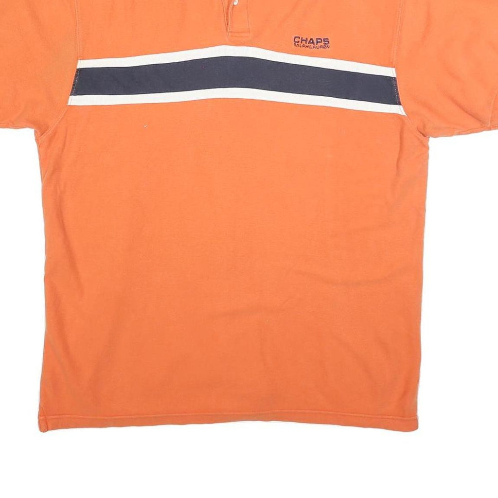 CHAPS RALPH LAUREN Mens Orange Navy & White Stripe Short Sleeve Polo Shirt XL