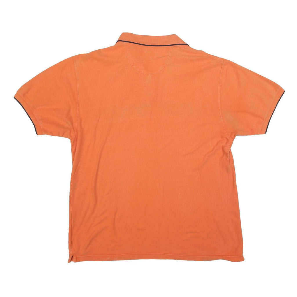 CHAPS RALPH LAUREN Mens Orange Navy & White Stripe Short Sleeve Polo Shirt XL