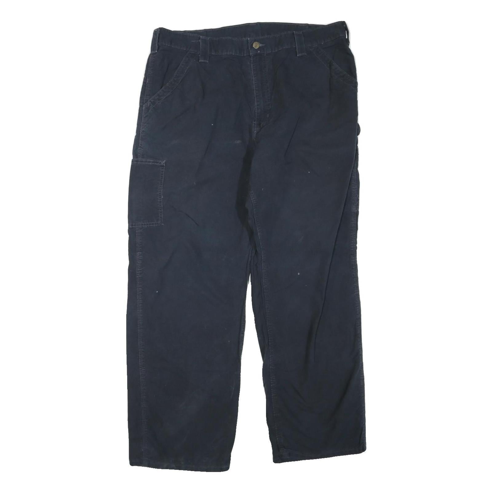 CARHARTT Mens Navy Blue Regular Straight Trousers W40 L32 Cotton Blend Workwear