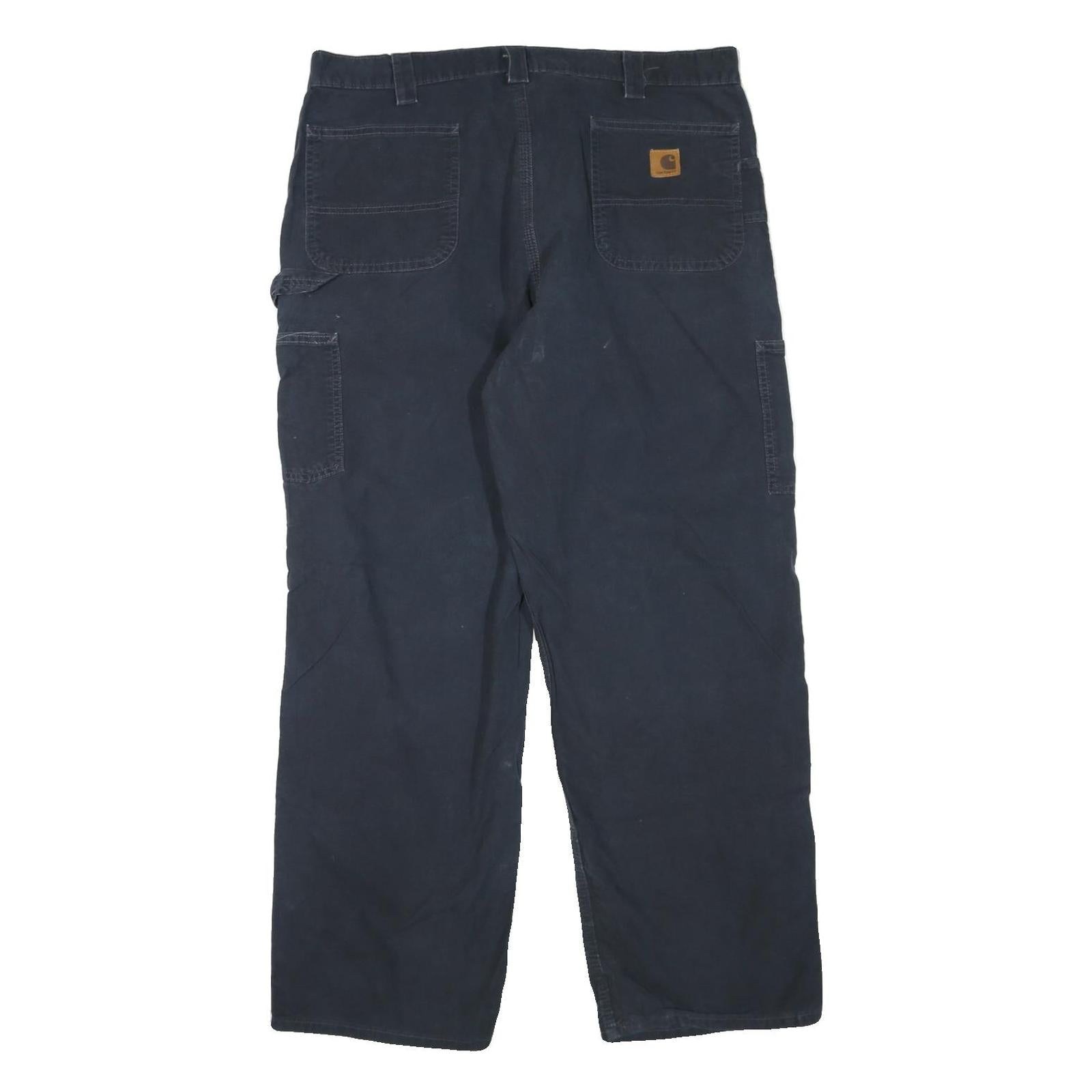 CARHARTT Mens Navy Blue Regular Straight Trousers W40 L32 Cotton Blend Workwear