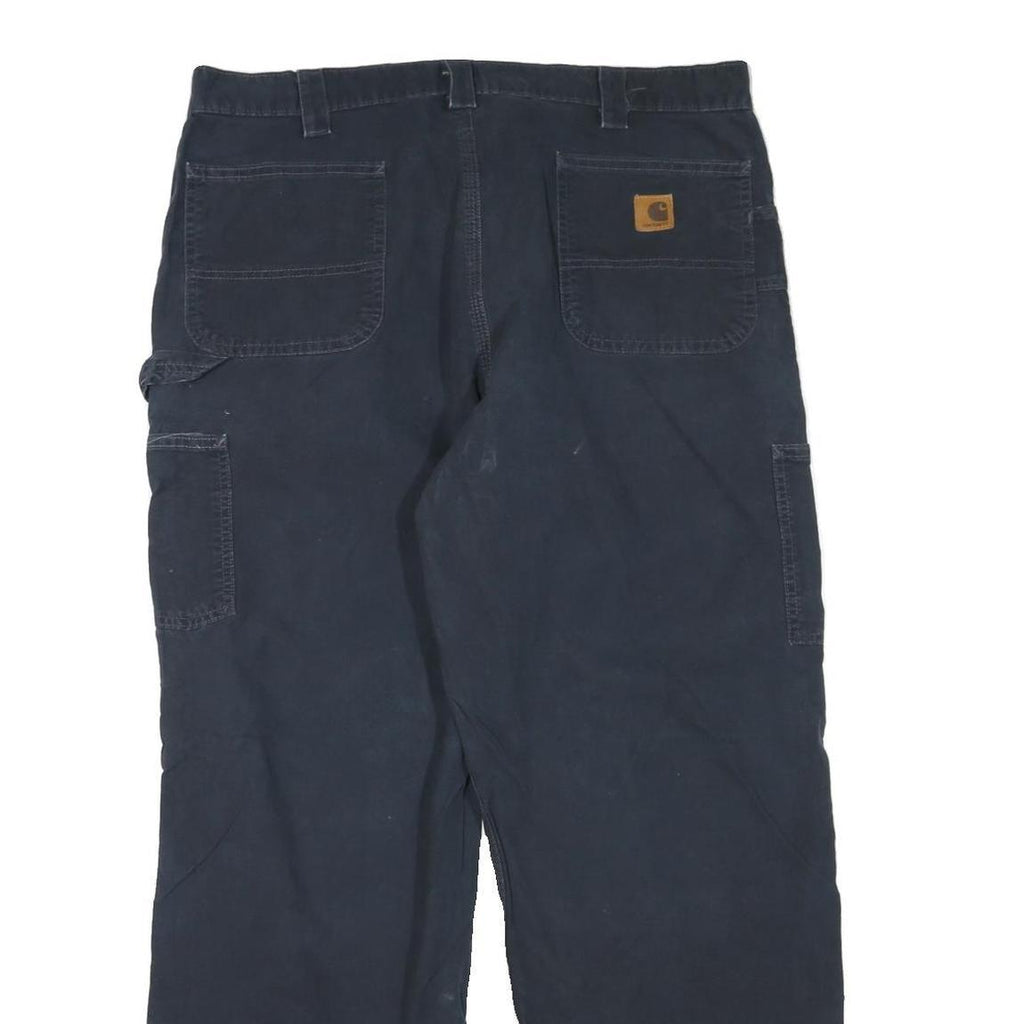 CARHARTT Mens Navy Blue Regular Straight Trousers W40 L32 Cotton Blend Workwear
