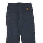 CARHARTT Mens Navy Blue Regular Straight Trousers W40 L32 Cotton Blend Workwear