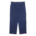 DICKIES Mens Polyester Blend Blue Regular Straight Trousers W34 L30 Workwear