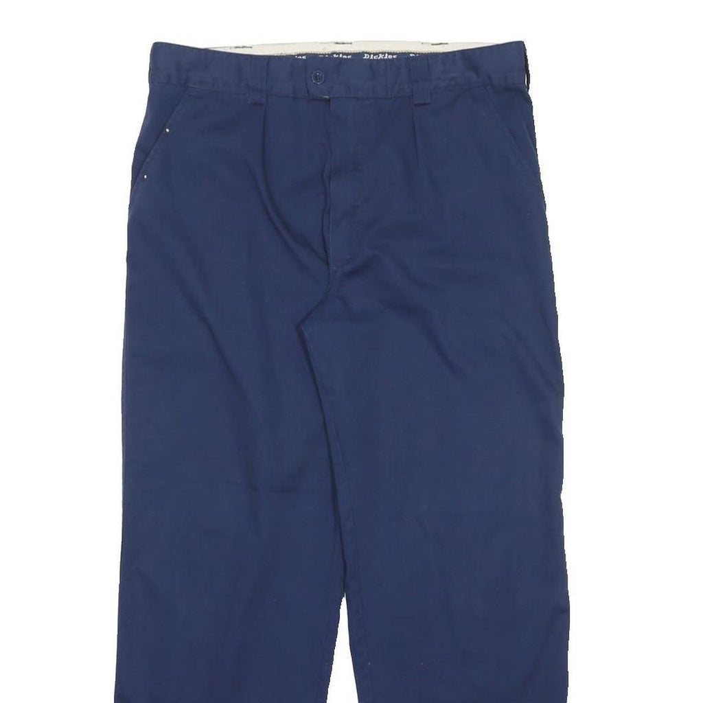 DICKIES Mens Polyester Blend Blue Regular Straight Trousers W34 L30 Workwear