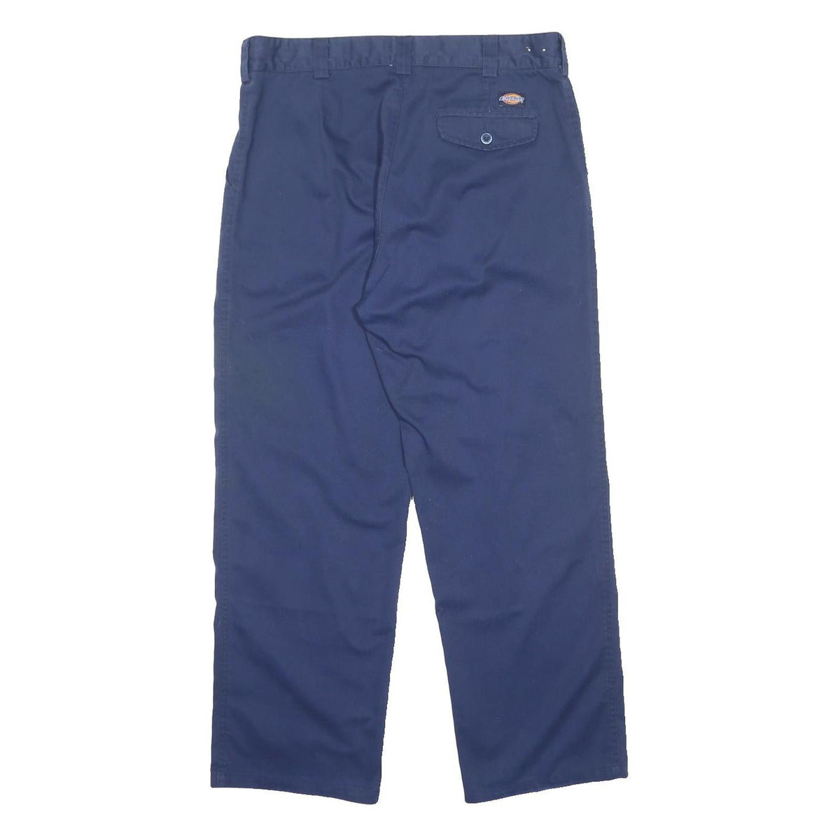 DICKIES Mens Polyester Blend Blue Regular Straight Trousers W34 L30 Workwear