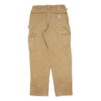 CARHARTT Mens Regular Fit Workwear Beige Denim W30 L32 Cargo Zip Pocket Jeans