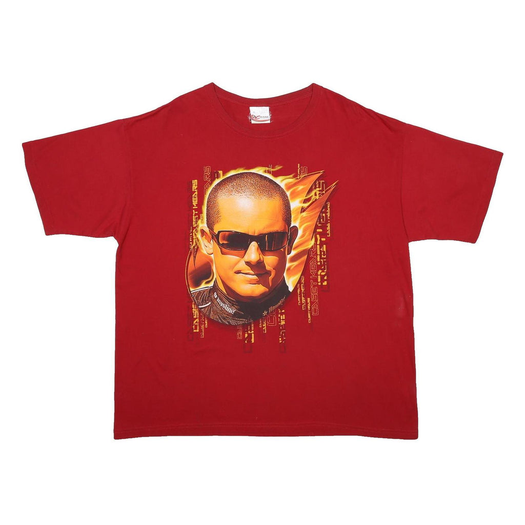 CHASE AUTHENTICS Mens Red Graphic T-Shirt XL Short Sleeve Crew Neck Racing Print