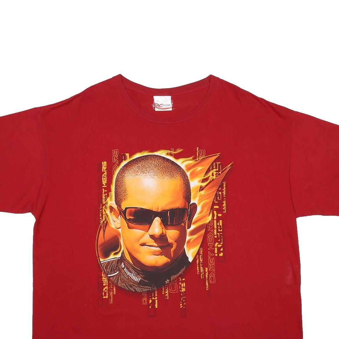 CHASE AUTHENTICS Mens Red Graphic T-Shirt XL Short Sleeve Crew Neck Racing Print