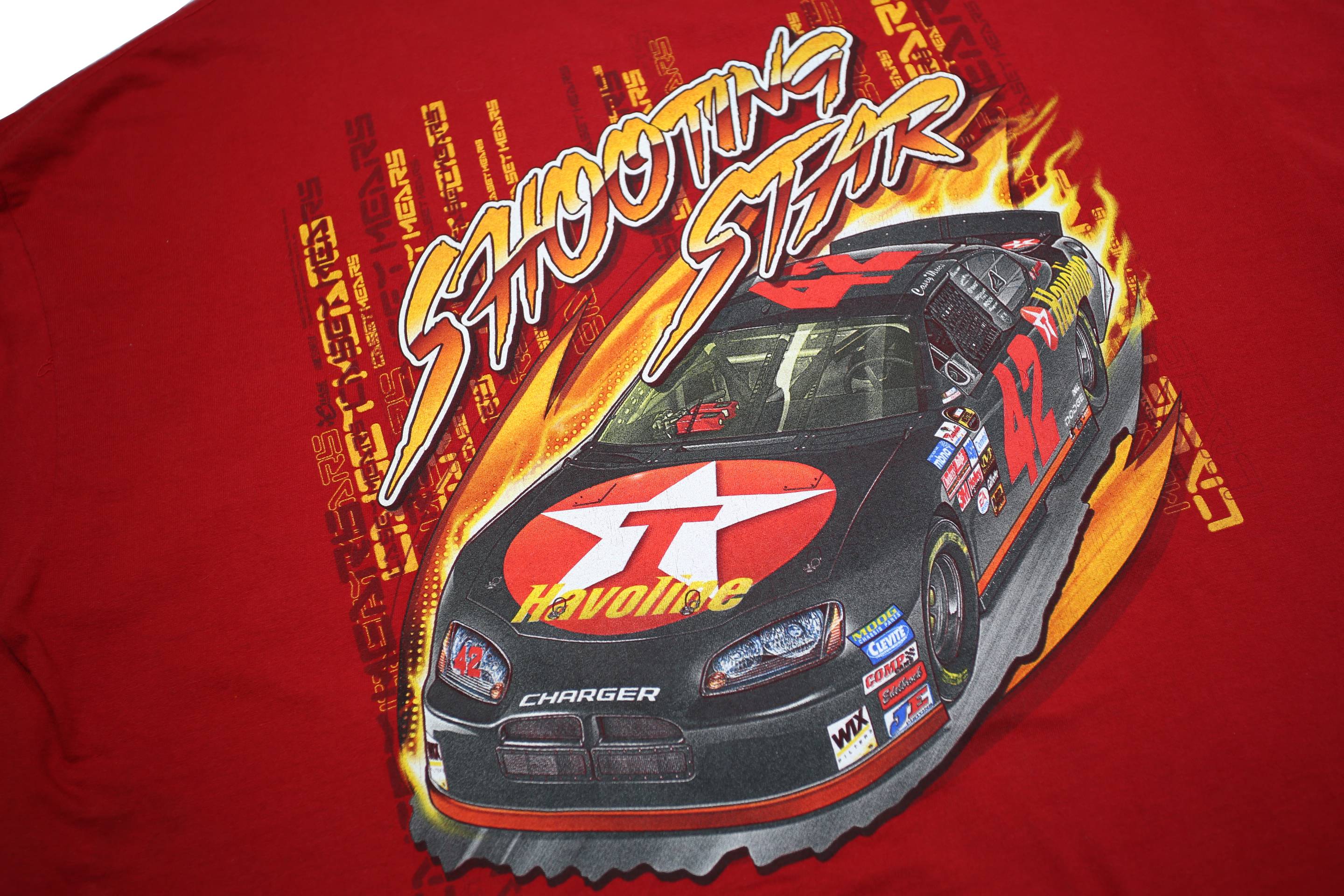 CHASE AUTHENTICS Mens Red Graphic T-Shirt XL Short Sleeve Crew Neck Racing Print